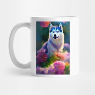 Watercolor husky Mug